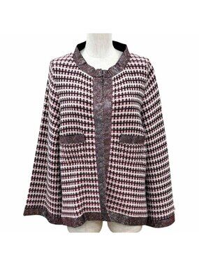 Chanel Cashmere 100% CC Logo Rhinestone Decoration All Over Print Jacket Pink